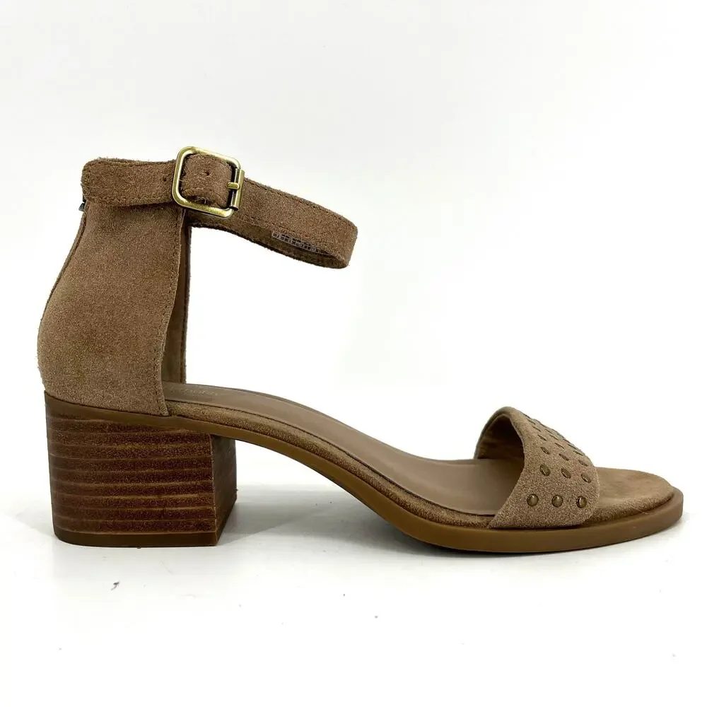 Koolaburra Bellen Amphora Taupe block heel studs suede ankle strap‎ sandal (7.5)